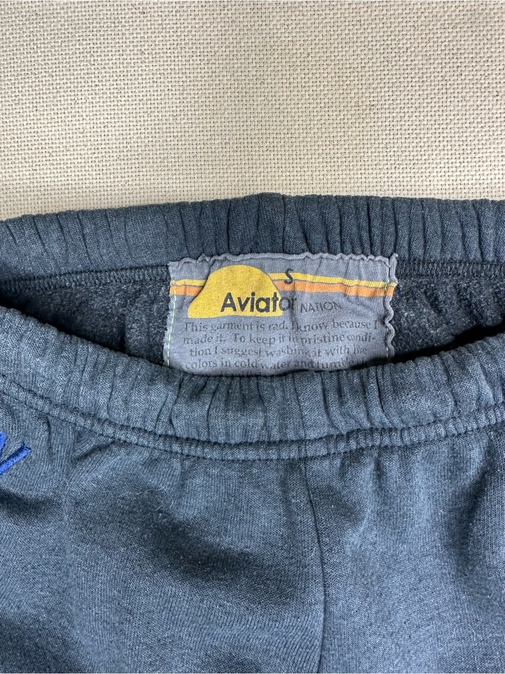 Aviator Nation Navy 5 Stripe Rainbow Sweatpants Joggers Comfy Loungewear Small - Picture 3 of 8